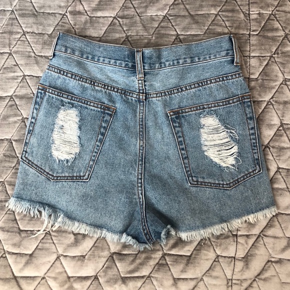 DNA Distressed High Waisted Denim Shorts - Picture 2 of 3